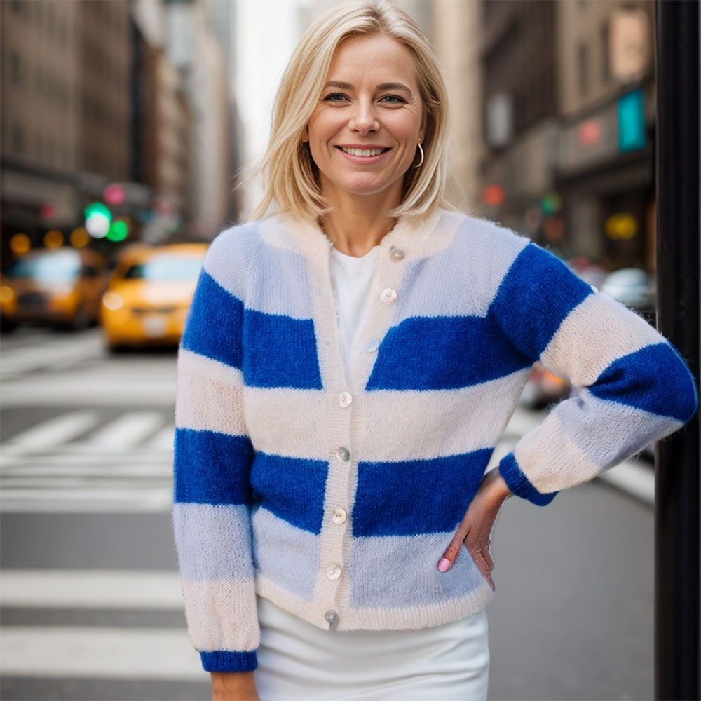 Sandras striped cozy jacket (Blue) knitting pattern - Image 8