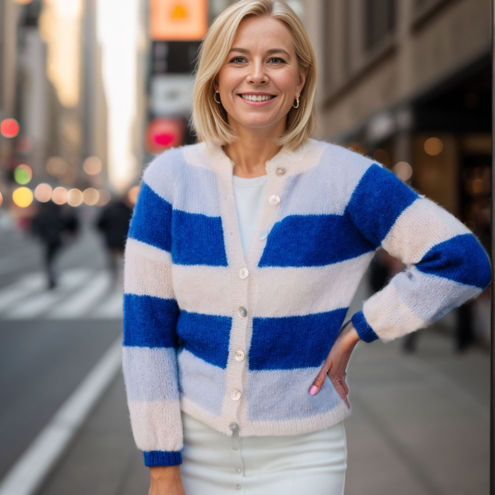 Sandras striped cozy jacket (Blue) knitting pattern - Image 9