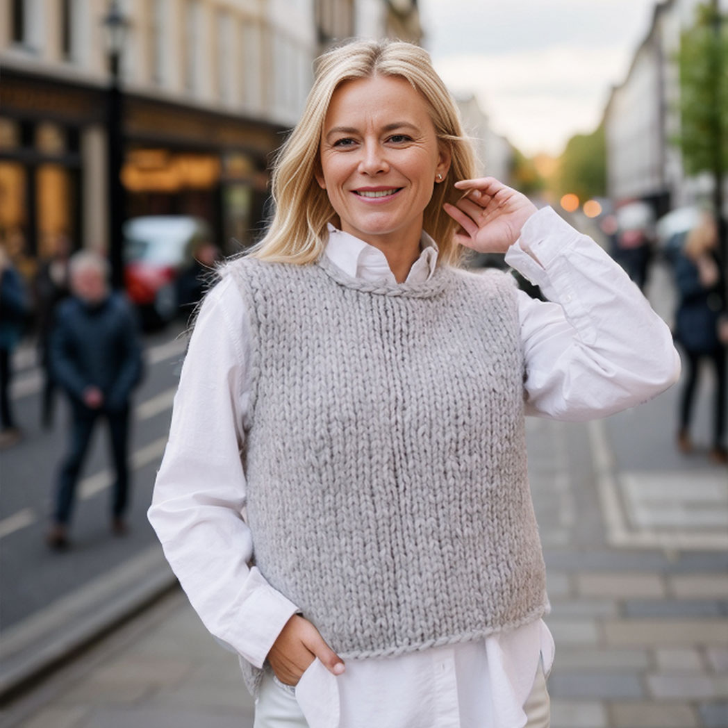 Petronella slipover chunky knit vest knitting pattern - Image 2