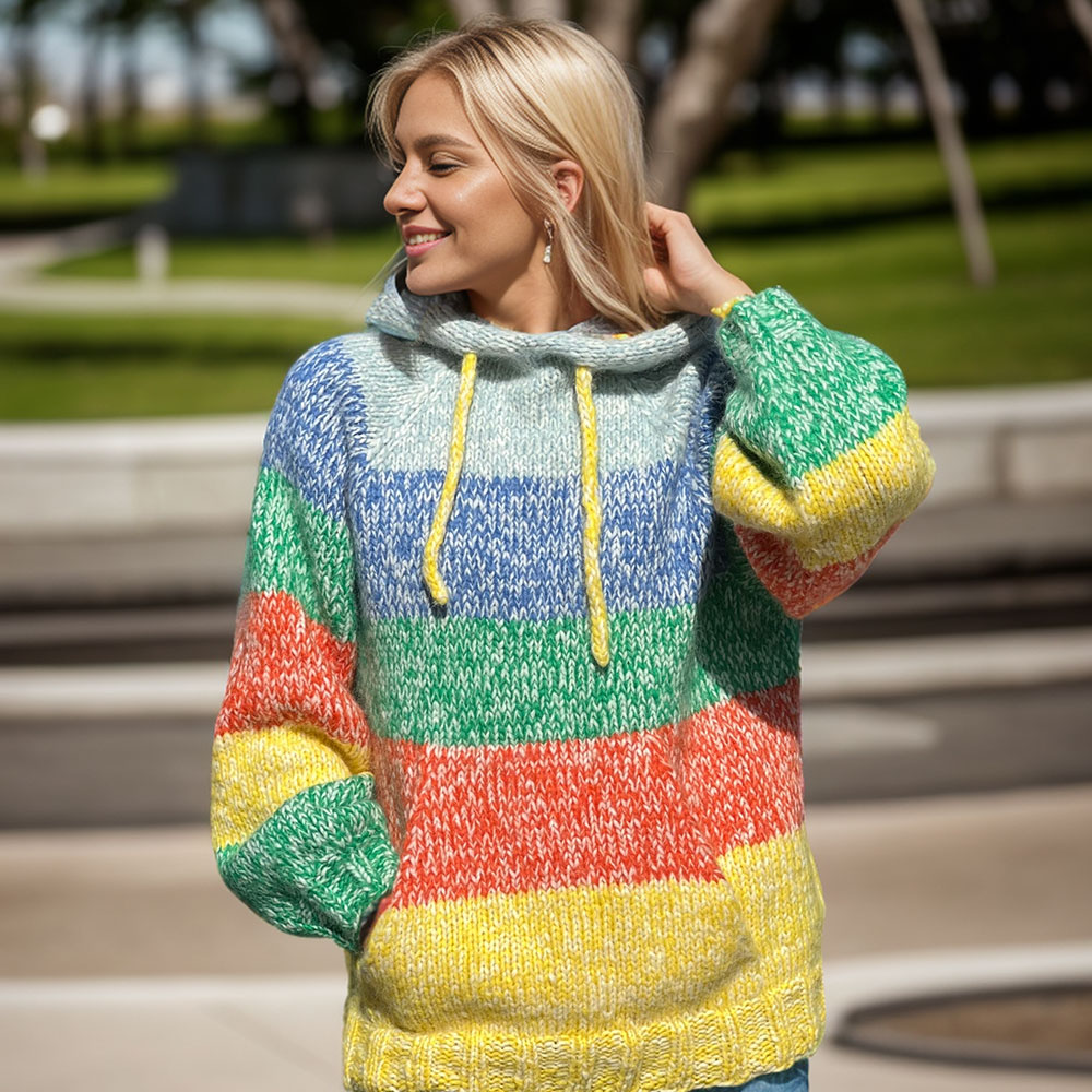 Happy colorful hoodie knitting pattern - Image 4