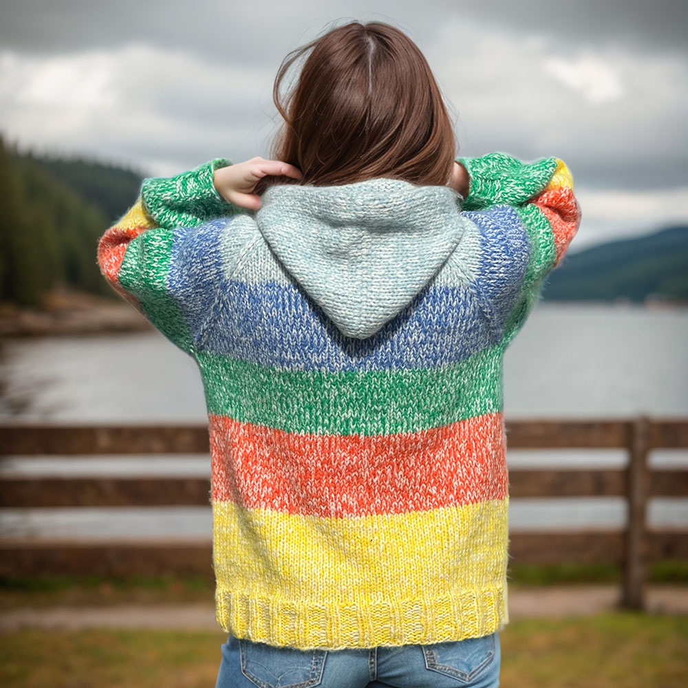 Happy colorful hoodie knitting pattern - Image 2