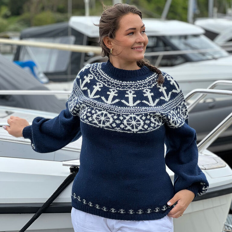 the anchor sweater in navy blue