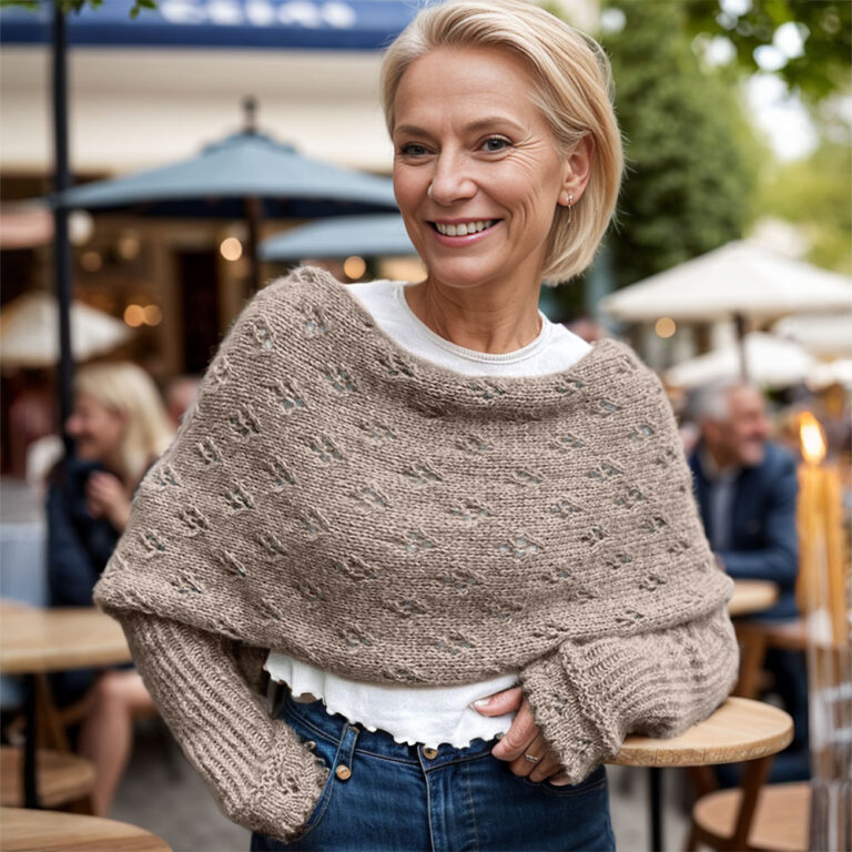 Beige Eyelet sweatershawl
