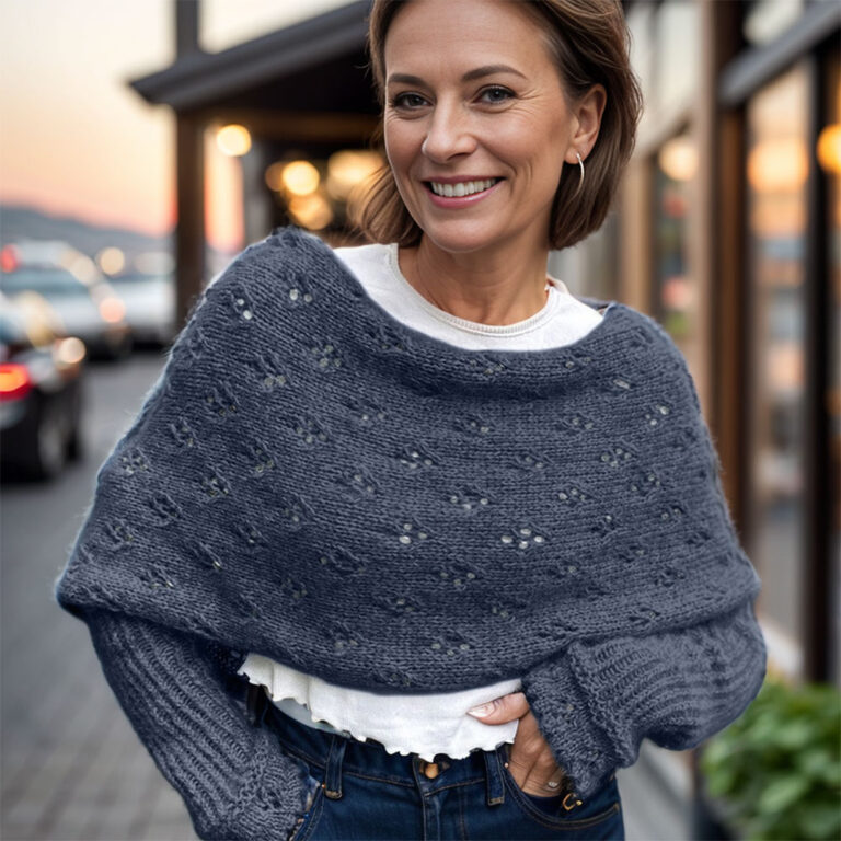 eyelet sweaterscarf in jeansblue