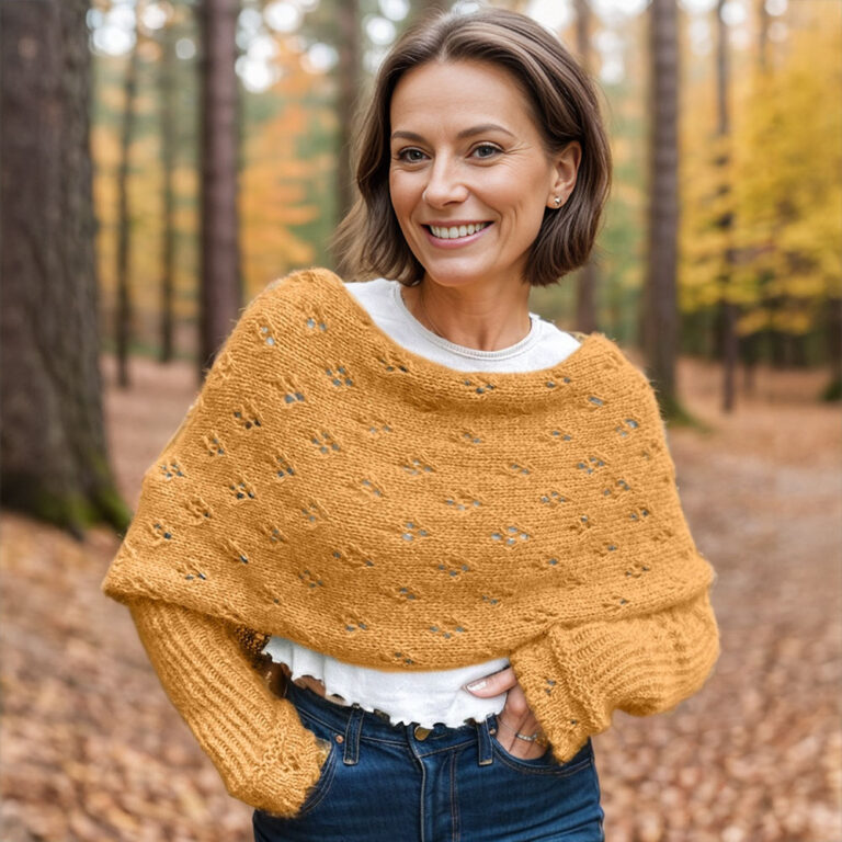 Eyelet sweaterscarves in ocheryellow
