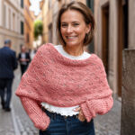 Eyelet sweater scarves in salmonpink