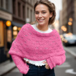 Pink Eyelet sweater scarf