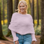 Eyelet sweater scarf/shawl in light purple