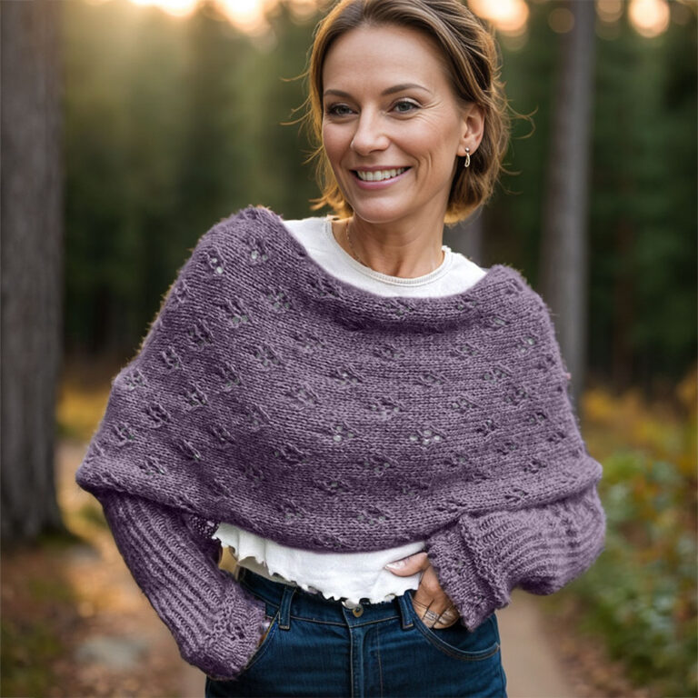 Purple Eyelet sweaterscarf/shawl