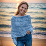 Leafy blue sweaterscarf