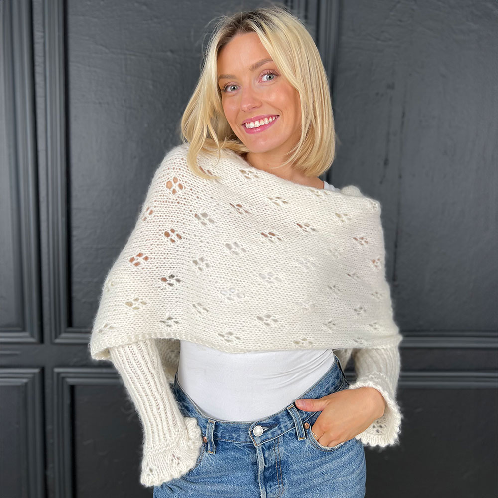 Eyelet sweater scarf knitting pattern