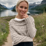 Beige Leafy sweater-scarf